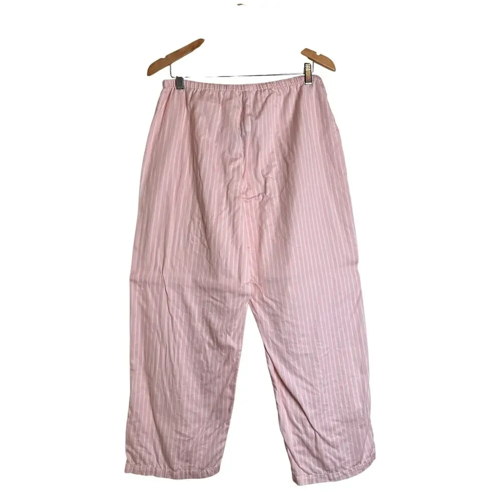 Lauren Ralph Lauren Pink White Stripe Cotton Pajama Set Women’s L EUC